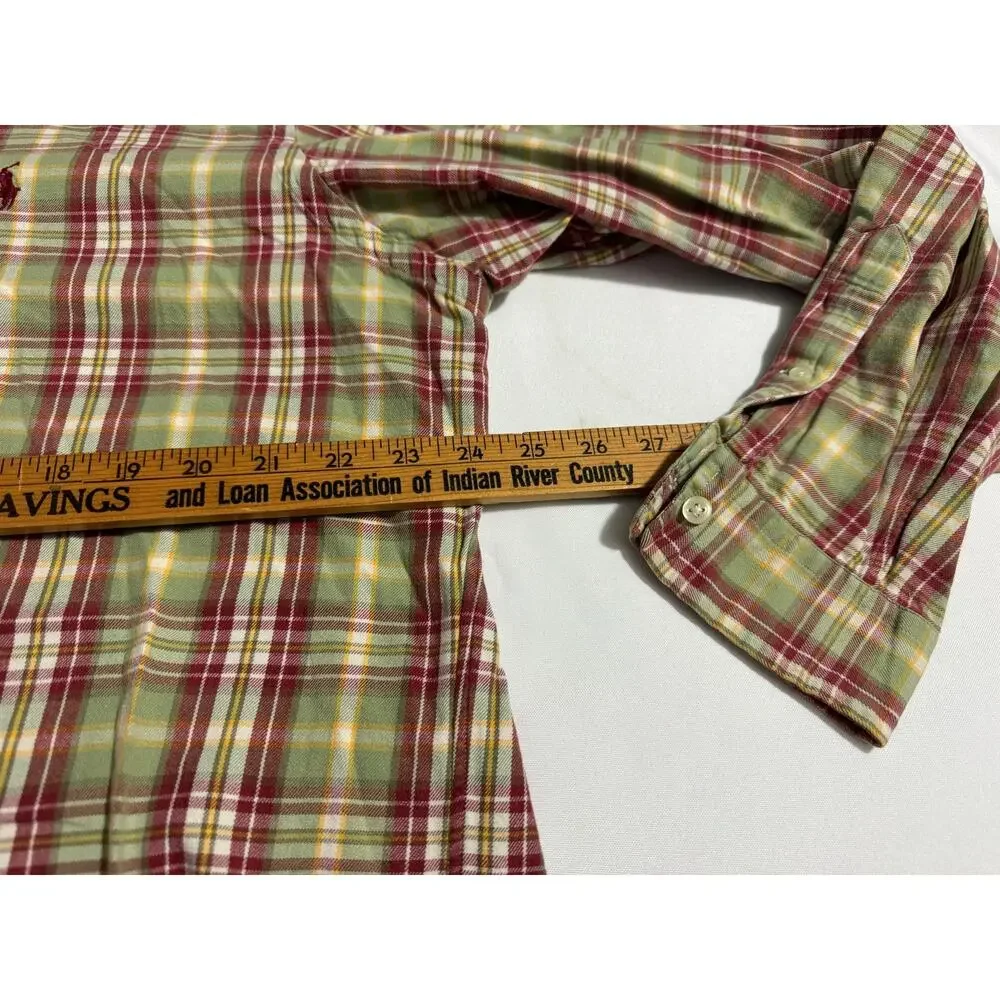 Polo Ralph Lauren Soft Cotton Classic Fit Green Red White Button Down Shirt XL